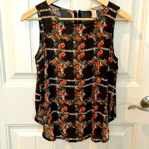 Forever 21 sleeveless, brown background and floral top - size small